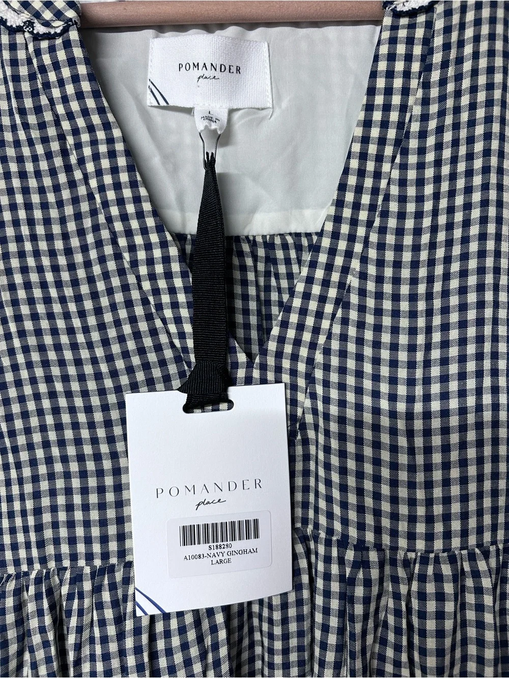 POMANDER PLACE NavyGingham Kenzo Dress from Tuckernuck Size L NWT